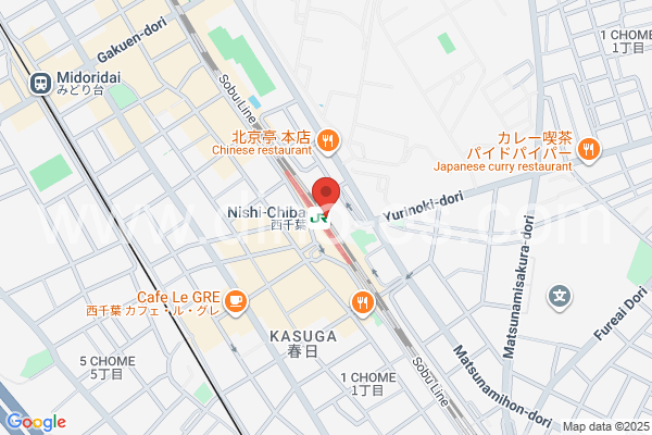 西千葉メンズエステの地図です。map of Nishi-Chiba station where spa and massage salons are located