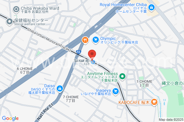 桜木(千葉)メンズエステの地図です。map of Sakuragi station where spa and massage salons are located