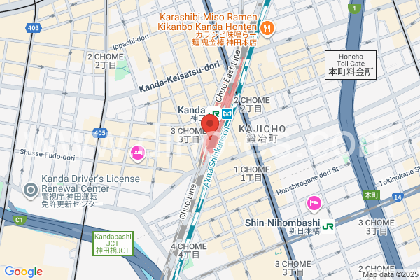 神田(東京)メンズエステの地図です。map of Kanda station where spa and massage salons are located