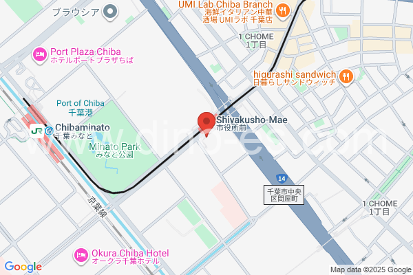 市役所前(千葉)メンズエステの地図です。map of Shiyakusho-mae station where spa and massage salons are located