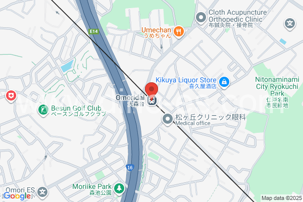 大森台メンズエステの地図です。map of Ōmoridai station where spa and massage salons are located
