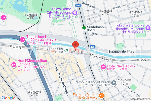 水道橋メンズエステの地図です。map of Suidōbashi station where spa and massage salons are located
