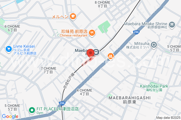 前原メンズエステの地図です。map of Maebara station where spa and massage salons are located