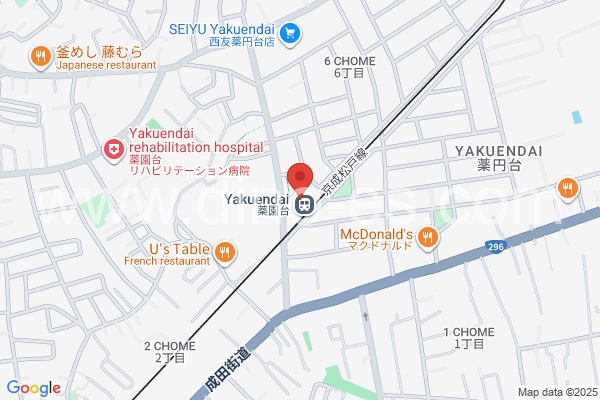 薬園台メンズエステの地図です。map of Yakuendai station where spa and massage salons are located