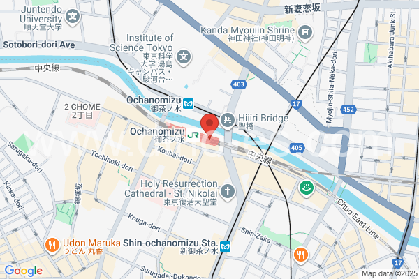 御茶ノ水メンズエステの地図です。map of Ochanomizu station where spa and massage salons are located