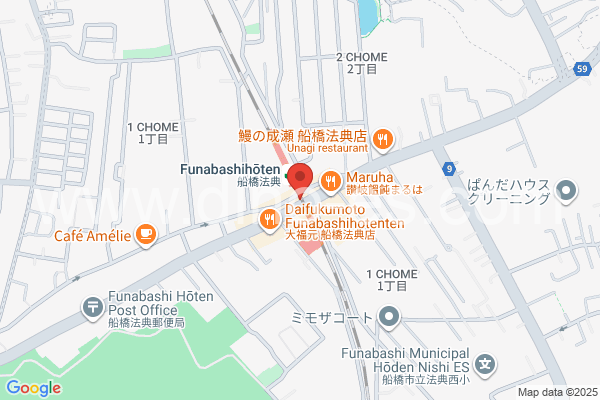 船橋法典メンズエステの地図です。map of Funabashi-Hōten station where spa and massage salons are located