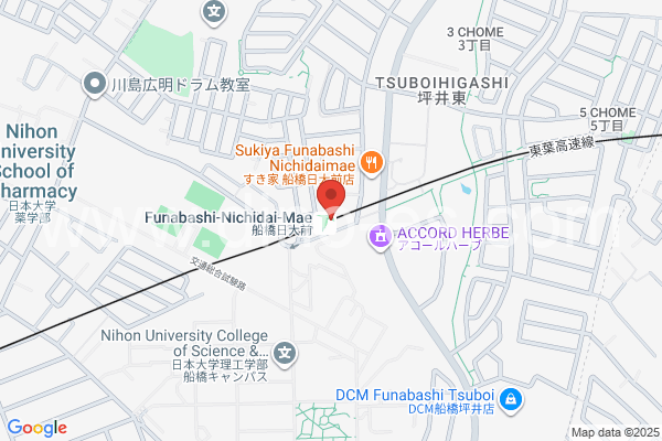 船橋日大前メンズエステの地図です。map of Funabashi-Nichidaimae station where spa and massage salons are located