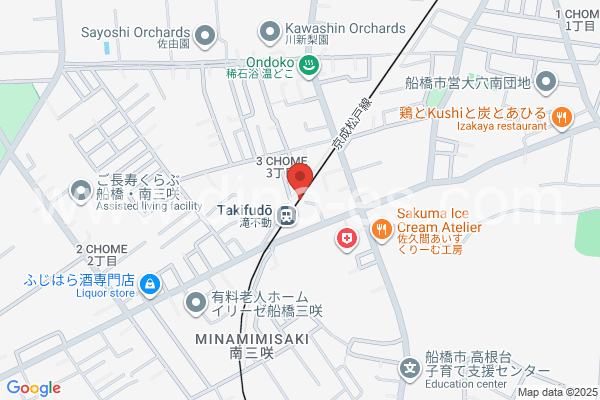 滝不動メンズエステの地図です。map of Takifudō station where spa and massage salons are located