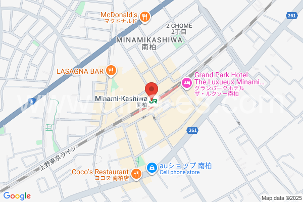南柏メンズエステの地図です。map of Minami-Kashiwa station where spa and massage salons are located