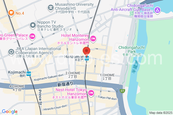 半蔵門メンズエステの地図です。map of Hanzōmon station where spa and massage salons are located