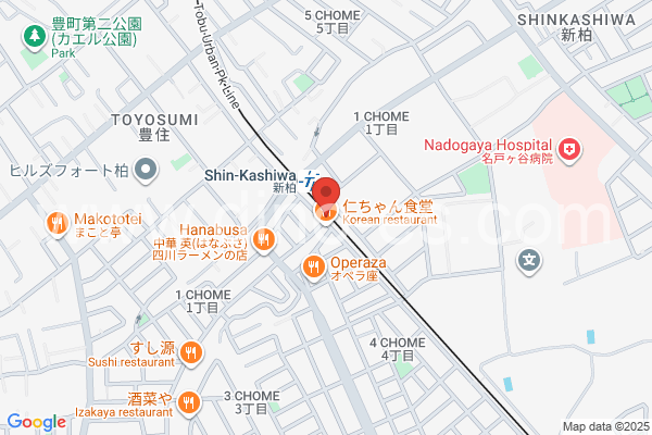 新柏メンズエステの地図です。map of Shin-Kashiwa station where spa and massage salons are located
