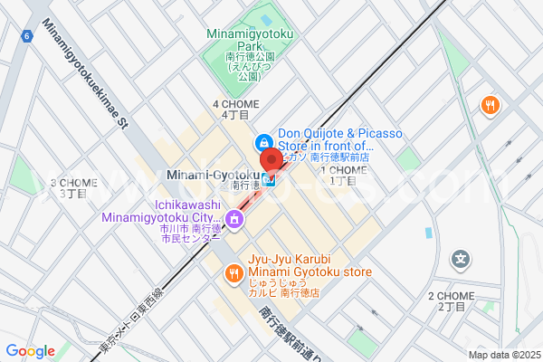 南行徳メンズエステの地図です。map of Minami-Gyōtoku station where spa and massage salons are located