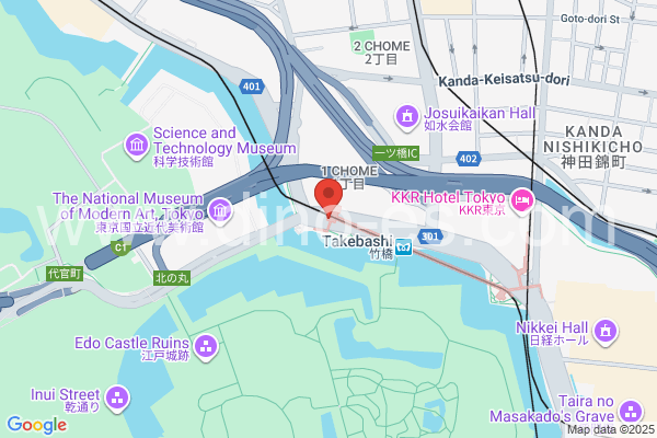 竹橋メンズエステの地図です。map of Takebashi station where spa and massage salons are located