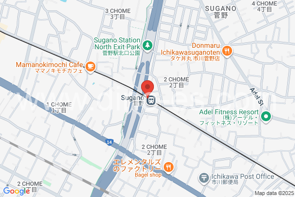 菅野メンズエステの地図です。map of Sugano station where spa and massage salons are located