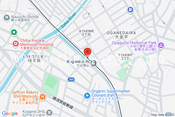 小金城趾メンズエステの地図です。map of Koganejōshi station where spa and massage salons are located