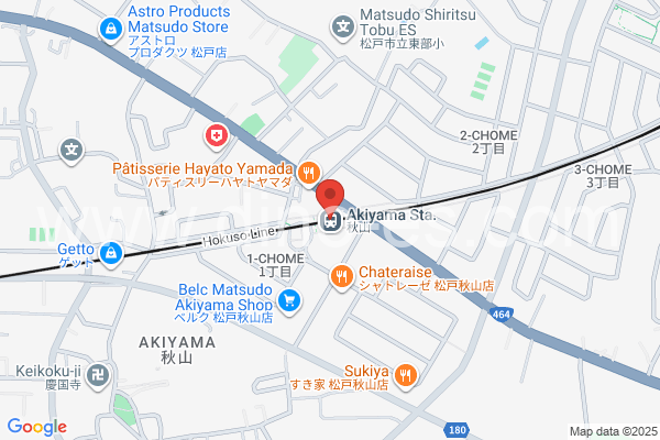 秋山メンズエステの地図です。map of Akiyama station where spa and massage salons are located