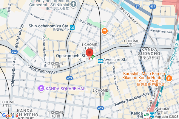 小川町(東京)メンズエステの地図です。map of Ogawamachi station where spa and massage salons are located