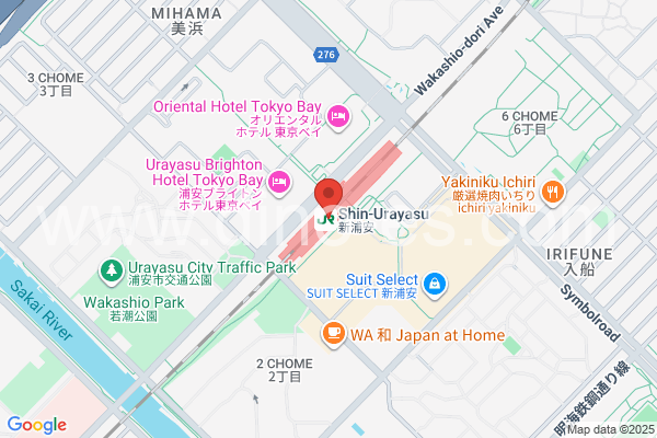 新浦安メンズエステの地図です。map of Shin-Urayasu station where spa and massage salons are located