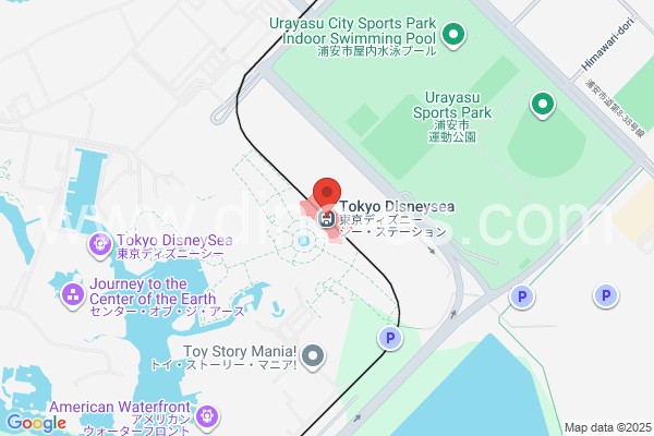 東京ディズニーランドメンズエステの地図です。map of Tokyo Disneyland station where spa and massage salons are located