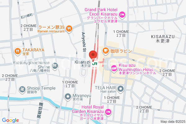 木更津メンズエステの地図です。map of Kisarazu station where spa and massage salons are located
