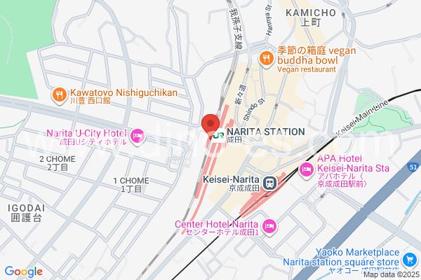 成田メンズエステの地図です。map of Narita station where spa and massage salons are located