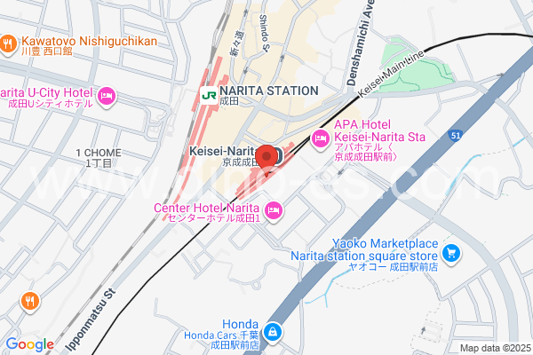 京成成田メンズエステの地図です。map of Keisei Narita station where spa and massage salons are located