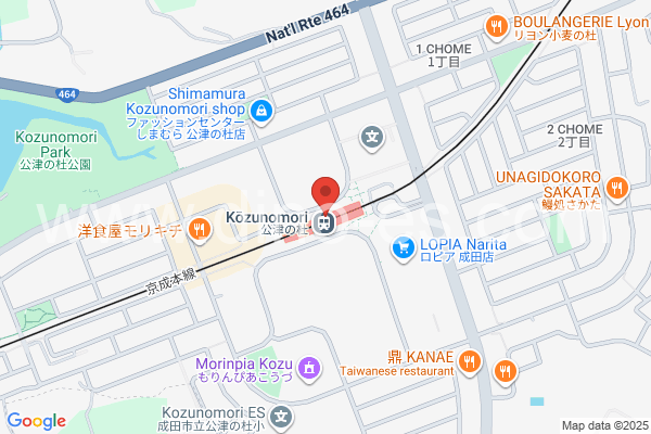 公津の杜メンズエステの地図です。map of Kōzunomori station where spa and massage salons are located