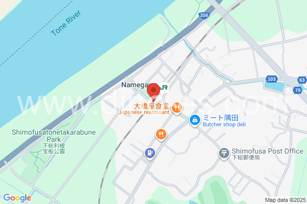 滑河メンズエステの地図です。map of Namegawa station where spa and massage salons are located