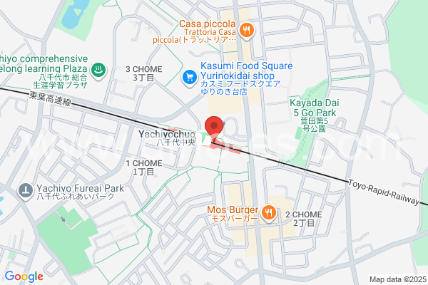 八千代中央メンズエステの地図です。map of Yachiyo-Chūō station where spa and massage salons are located