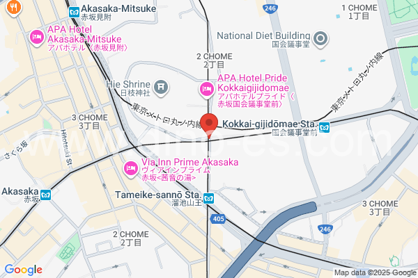 溜池山王メンズエステの地図です。map of Tameike-Sannō station where spa and massage salons are located