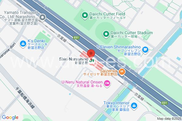 新習志野メンズエステの地図です。map of Shin-Narashino station where spa and massage salons are located