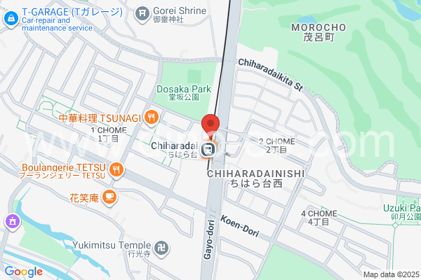 ちはら台メンズエステの地図です。map of Chiharadai station where spa and massage salons are located