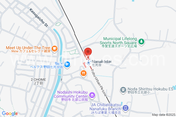 七光台メンズエステの地図です。map of Nanakōdai station where spa and massage salons are located