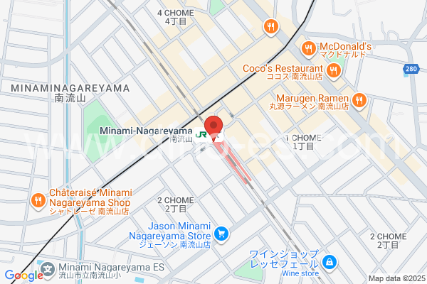 南流山メンズエステの地図です。map of Minami-Nagareyama station where spa and massage salons are located